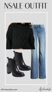 Cropped Cable Sweater & Medium Wash Flare Leg Jeans how to wear a cropped sweater with jeans this fall fall style inspiration everyday fall looks what to wear this fall splurgeworthy fall shoes