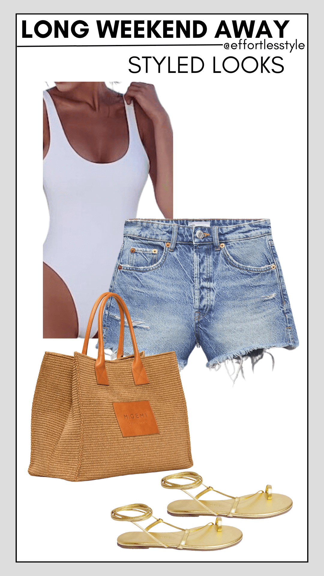 Long Weekend Travel Capsule One Piece Swimsuit & Denim Shorts how to wear denim shorts as a cover up how to wear jean shorts as a cover up how to style jean shorts for the beach how to wear jean shorts with your bathing suit how to wear jean shorts to the pool how to pack efficiently for a long weekend away versatile pieces for a quick weekend getaway how to maximize your suitcase for a weekend away
