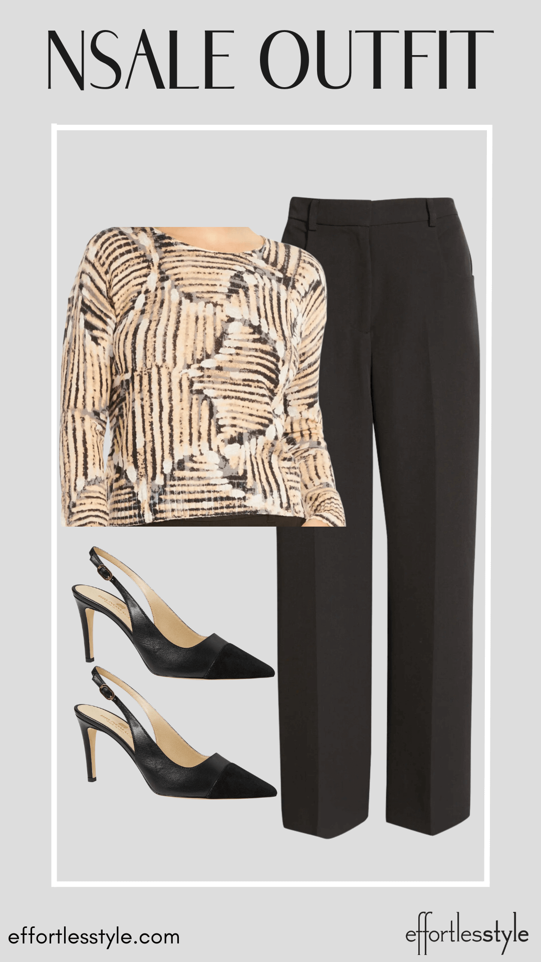 Workwear Outfit Ideas From The NSale Public Access Abstract Printed Sweater & Black Pants the best pieces for work in the Nordstrom Sale how to style a printed sweater for the office how to wear a sweater and pants to work the best shoes in the Nordstrom Anniversary Sale