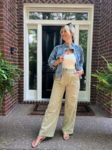 Favorites From The LTK x Anthro Sale - Part 1 Relaxed Denim Jacket & High Rise Pleated Pants