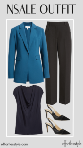 Solid Single Breasted Blazer & Black Pants the best fall blazers the best shoes for fall how to wear a colorful blazer over all black to the office how to wear jewel tones to the office
