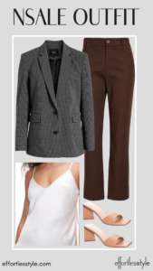 Workwear Outfit Ideas From The NSale Public Access Plaid Single Breasted Blazer & Brown Pants the best blazers in the Nordstrom Sale how to shop the NSale for blazers how to buy blazers in the Nordstrom Anniversary Sale how to wear sandals to work the best shoes in the NSale how to shop the Nordstrom Sale for work clothes