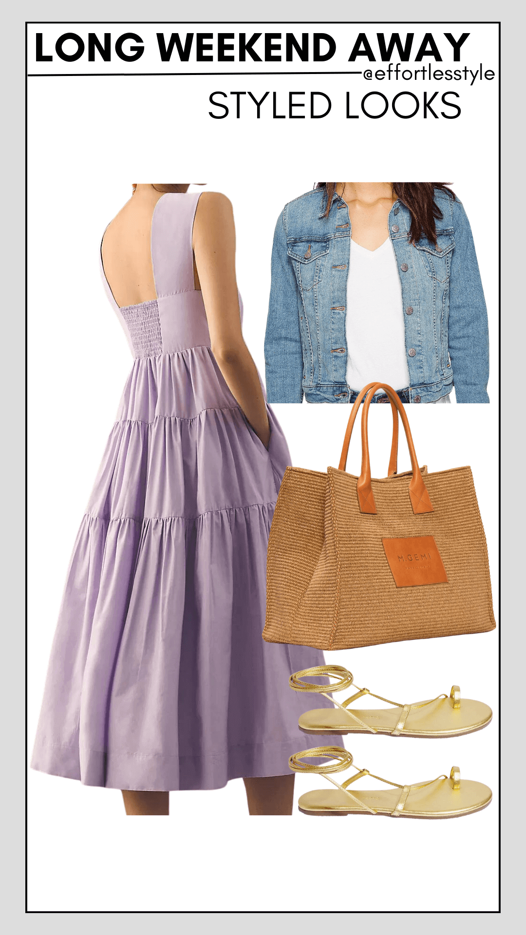 Square Neck Tiered Ruffle Midi Dress & Denim Jacket how to style a tiered ruffle maxi dress versatile dress for summer travel fun ways to style a midi dress how to wear your jean jacket this summer the best metallic sandals classic tote bag for summer