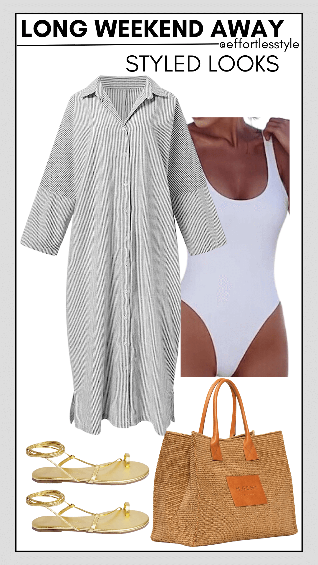 Long Weekend Travel Capsule Striped Maxi Shirtdress & One Piece Swimsuit how to wear a shirtdress as a cover up fun cover up ideas for the beach how to look stylish at the beach creative cover up ideas for the pool the best one piece bathing suit affordable one piece bathing suit for summer how to wear a shirtdress as a cover up how to make the most of your suitcase items on a trip