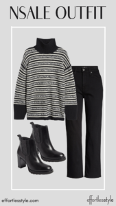 Everyday Outfit Ideas From The NSale Public Access Striped Mockneck Cashmere Sweater & Black Crop Straight Leg Jeans the best sweaters in the NSale the best denim in the Nordstrom Sale the best shoes in the Nordstrom Sale NSale style inspiration styled looks with Nordstrom Sale items splurgeworthty items in the in the NSale