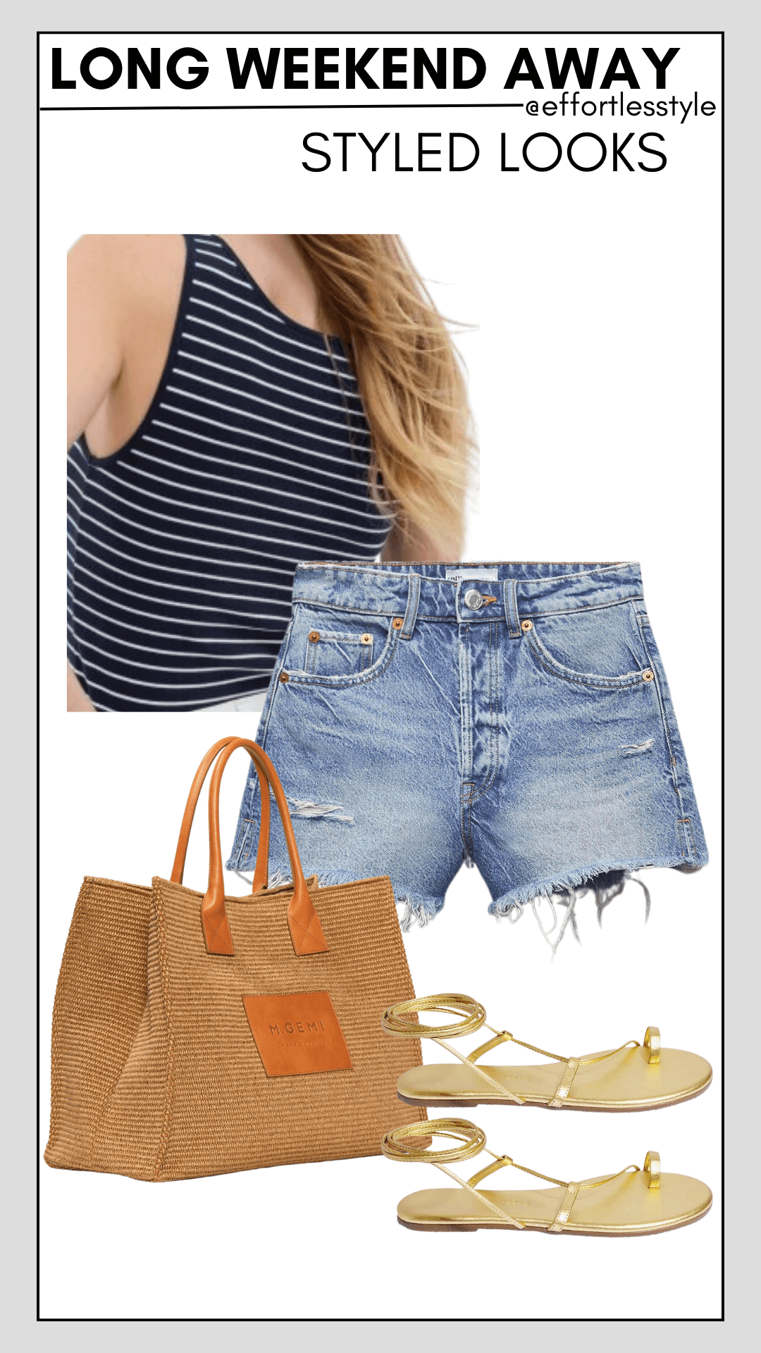 Long Weekend Travel Capsule Striped Scoopneck Tank Top & Denim Shorts how to wear jean shorts in your 40s how to style jean shorts this summer how to accessorize a tank and jean shorts this summer what to pack for a quick trip away how to quickly pack your suitcase style inspiration for a quick trip away