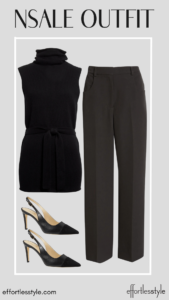 Workwear Outfit Ideas From The NSale Public Access Wool & Cashmere Sleeveless Tunic Sweater & Black Pants the best clothes for work in the NSale the best workwear deals in the Nordstrom Anniversary Sale how to wear all black to the office how to wear a sleeveless top to work the best shoes in the NSale splurgeworthy shoes in the Nordstrom Sale classic pumps worth investing in how to style a tunic sweater for work