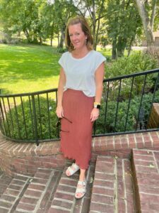 Crewneck Cropped Muscle Tank & Midi Slip Skirt how to style a muscle tank how to wear a midi skirt with Birkenstocks how to wear Birkenstocks how to style a skirt 