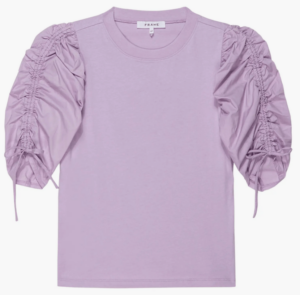 Lilac Ruched Short Sleeve Tee Shirt Elevated Tee the best elevated tee shirt dressy tee shirt how to buy a dressy tee shirt high quality tee shirt favorite items for fall the best fall pieces