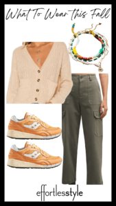 For The Teachers - What To Wear To School This Fall Neutral Cardigan & Cargo Pants how to wear sneakers to work how to style sneakers for the office how to wear cargo pants to work personal stylists share early fall style inspo nashville stylists share elevated casual work attire dressy casual work attire ideas for what to wear to work for casual Friday
