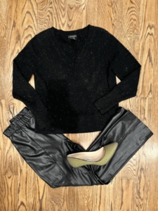 A Styling Session Explained Crewneck Sweater & Faux Leather Pants
