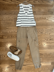 Striped Tank & Cargo Pants what to wear in Italy this fall what to pack for a trip to Italy how to style cargo pants this fall early fall style inspiration travel style inspiration