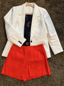 A Styling Session Explained White Blazer & Red Shorts