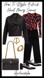 How To Style Block Heel Mary Janes Printed Bodysuit & Cropped Wide Leg Pants