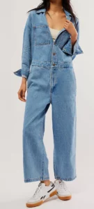 Five Things We Are Loving At Free People Relaxed Denim Jumpsuit nashville stylists share must have fall pieces fun pieces for fall what to buy at free people the best fall pieces at free people affordable denim jumpsuit 