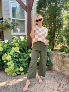 How To Dress For Fall When It's Still Hot Sweater Vest & Wide Leg Pants