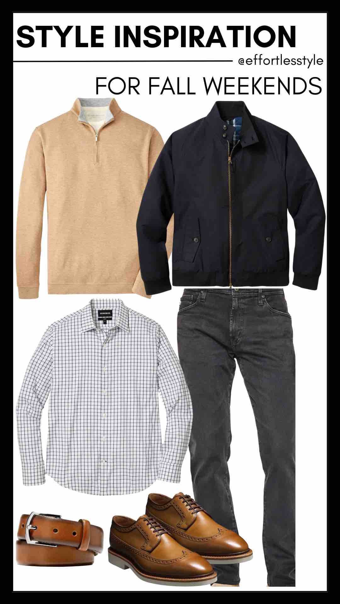 Guys' Fall Weekend Outfit Formula Quarter Zip & Washed Black Jeans