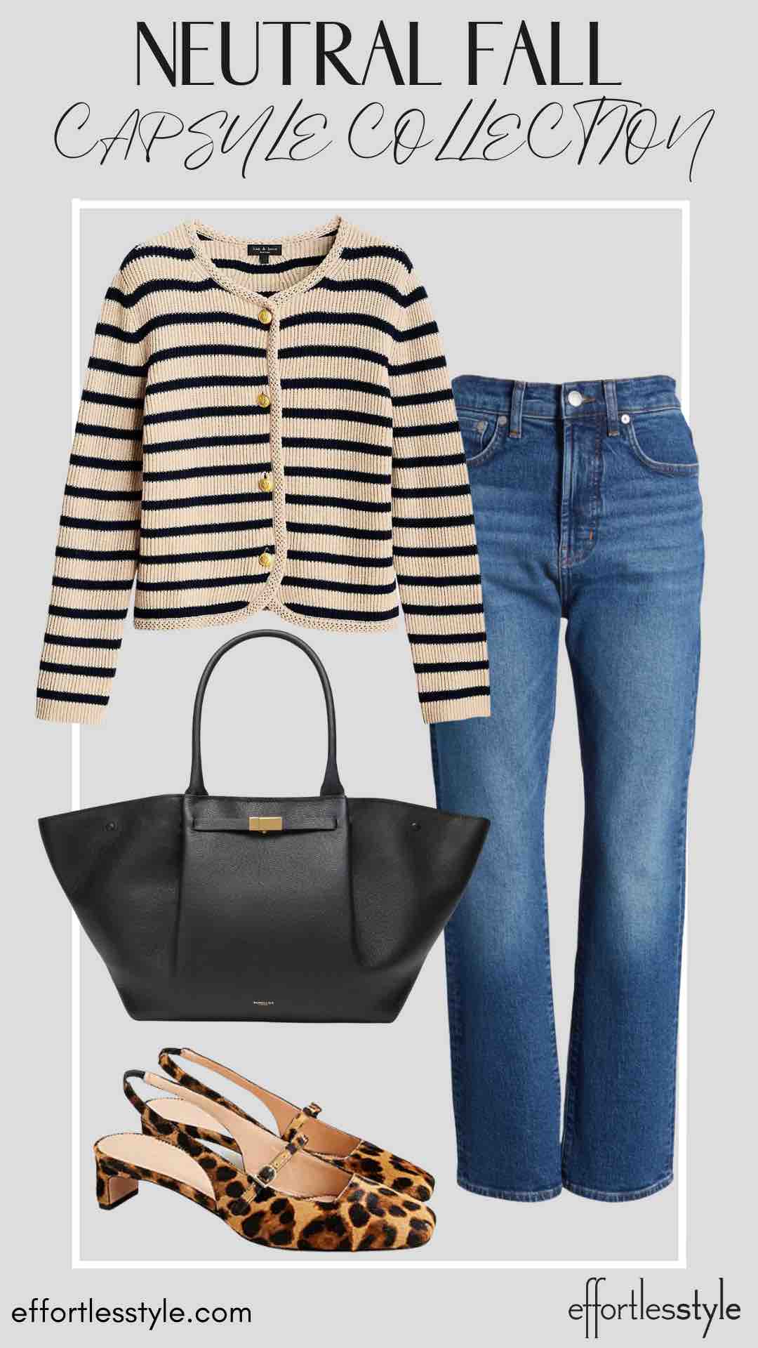 How To Wear Our Neutral Fall Capsule Wardrobe - Part 2 Striped Cardigan & Dark Wash Jeans how to mix pattern how to wear animal print with stripes staying animal print shoes this fall how to wear stripes this fall elevated casual fall looks how to create a capsule wardrobe how to style your neutral fall pieces nashville stylists share the best pieces for fall must have pieces for fall how to wear jeans to work how to wear dark jeans this fall how to wear jeans to the office how to dress up your jeans