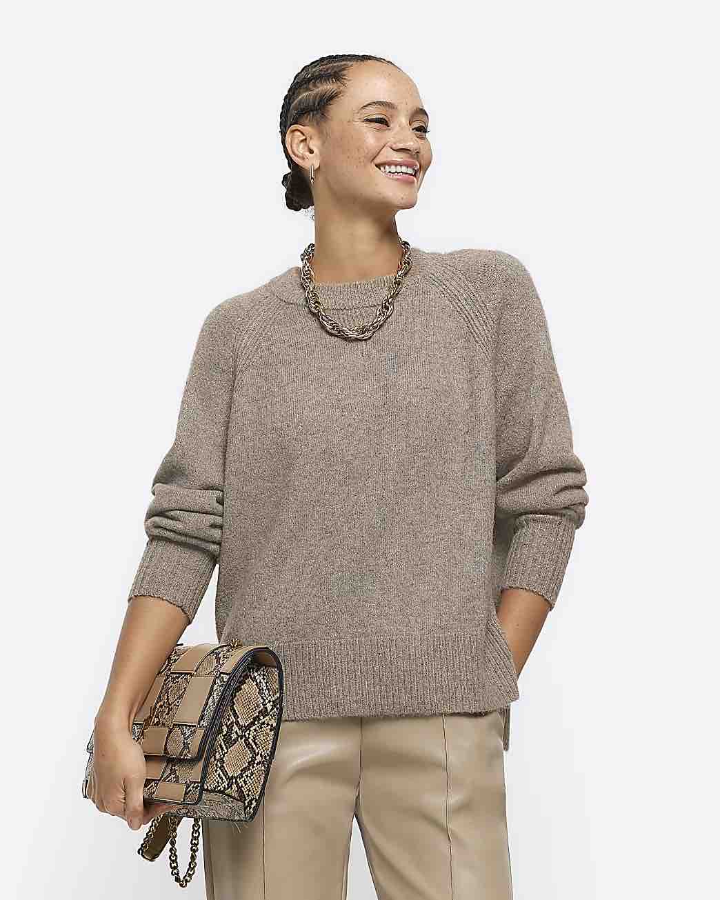 Five Things We Are Loving At River Island Knitted Crewneck Sweater staple pieces for your winter closet must have winter sweaters affordable sweater for winter nashville stylists share affordable winter pieces what to buy for your winter closet