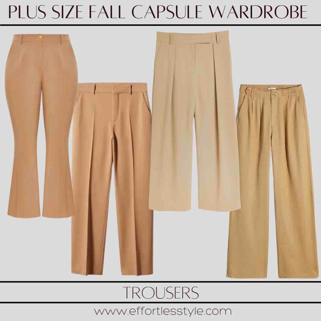 Plus Size Fall Capsule Wardrobe Plus Size Trousers the best trousers for the plus size woman the best trousers for full figures how to create a capsule wardrobe for the full figured woman curvy fall capsule wardrobe must have pieces for the plus size closet plus size essentials for fall