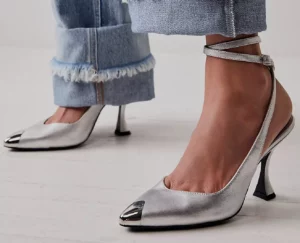 The Silver Shoe Trend Silver Ankle Wrap Heel