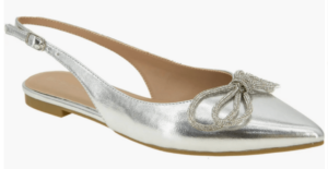 The Silver Shoe Trend Silver Bow Slingback Flat