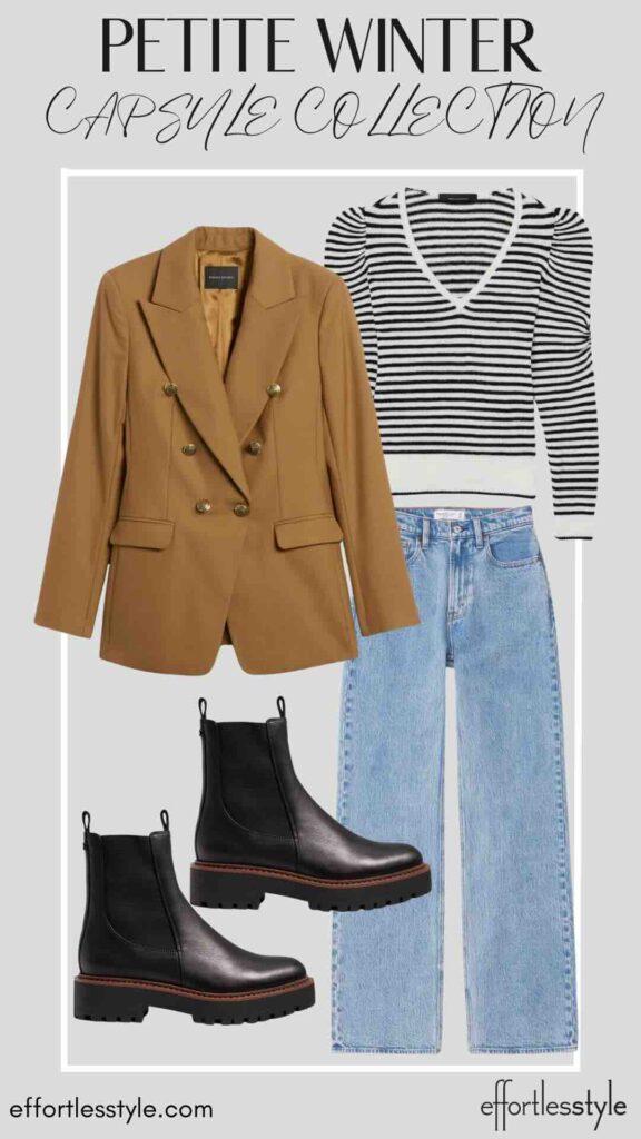 Blazer & Striped Pullover & Medium Wash Jeans styling Chelsea boots styling stripes styling a blazer with jeans
