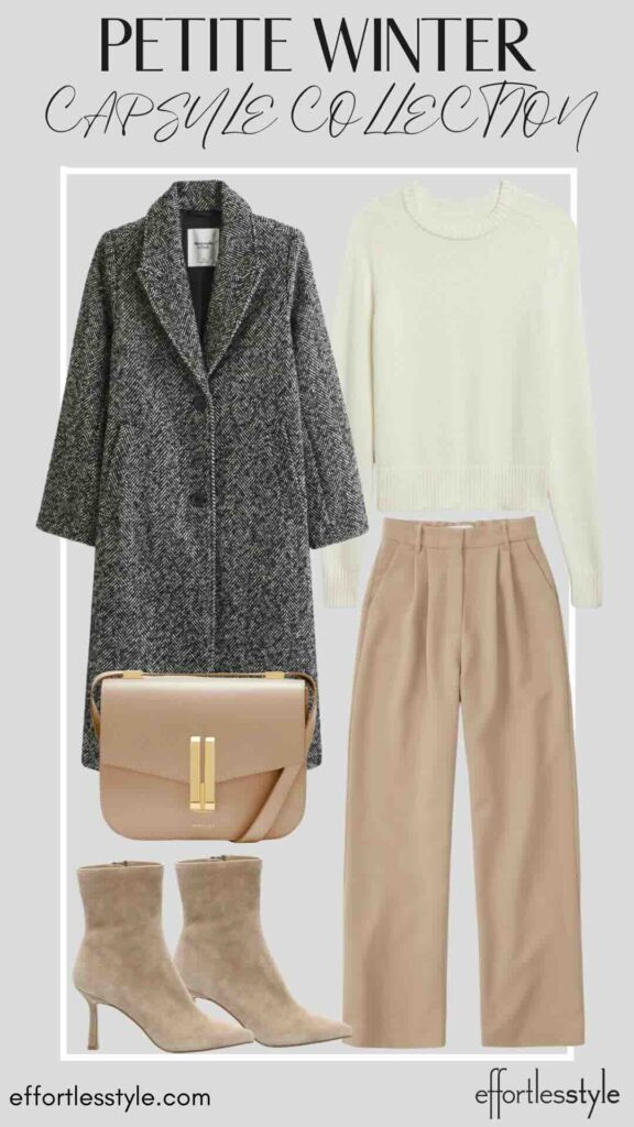 Topcoat & Crewneck Sweater & Trousers styling longline coats styling crewneck sweaters styling ivory sweater styling a cream sweater styling trousers styling heeled booties styling nude accessories