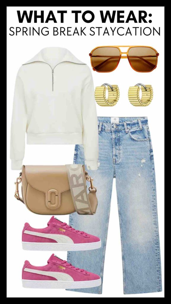 Half-Zip Pullover & Light Wash Boyfriend Jeans how to wear boyfriend jeans how to style jeans and a pullover how to accessorize jeans and a pullover the best sunglasses must have sunglasses must have sneakers how to wear pink sneakers how to style pink sneakers