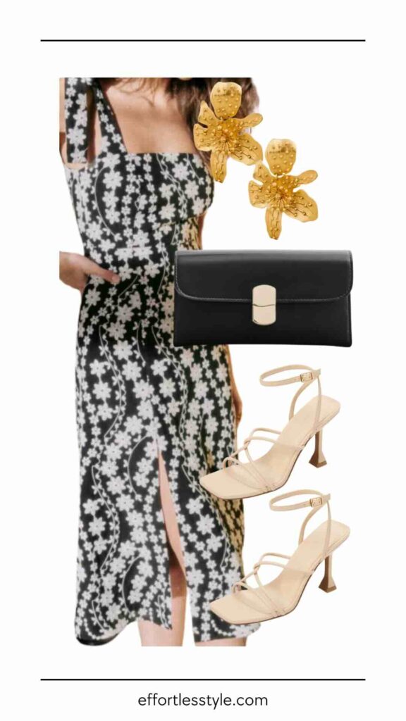 Ladies' Spring Weekend Outfit Formula Embroidered Midi Dress what to wear for date night this spring what to wear a spring event how to style nude scrappy sandals must have shoes for spring must have spring sandals how to accessorize a midi dress how to style a midi dress one and done dress