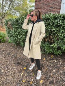 How To Wear A Relaxed Trench Coat how to style a relaxed trench coat for spring how to wear leggings with a trench coat how to style sneakers with a trench coat nashville personal stylists share favorite trench coats how to wear black this spring how to wear a trench coat with atheleisure
