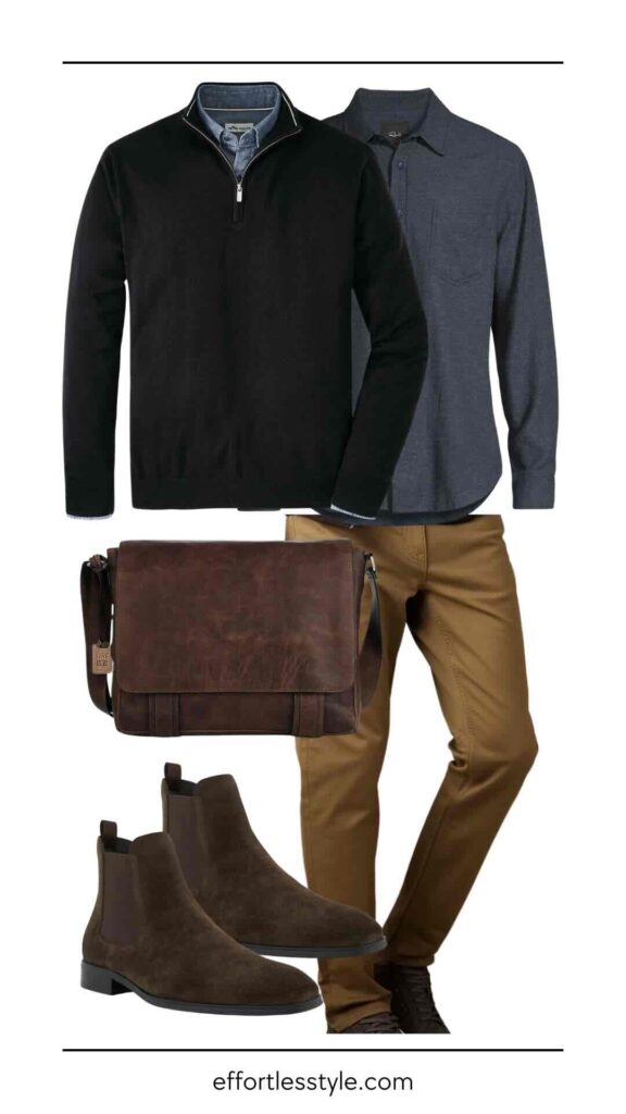 Quarter Zip Pullover & Travel Pants workwear for guys guys' office style inspiration workwear for guys
