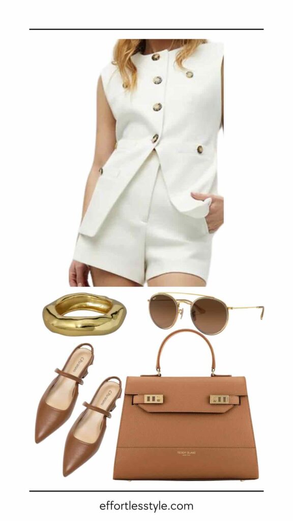 How To Wear Shorts This Spring Tailored Vest & Shorts how to style a vest for spring the best spring accessories how to style slingback flats nashville personal stylists share spring outfits spring style inspiration how to wear tailored shorts