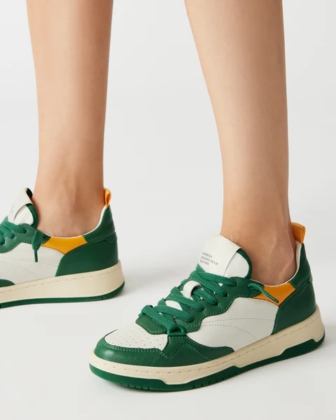 Save Vs Splurge Green & White Leather Sneaker what to buy this summer what to wear this summer must have shoes for summer must have sneakers for summer the best sneaker dupes affordable stylish sneakers