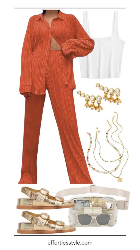 Linen Blend Matching Set style inspo for summer concerts summer style inspiration styled summer looks style inspo for a country concert styled looks for outdoor concerts the best summer accessories how to style a matching set for a concert how to wear linen pants to a concert the best clear bags for concerts