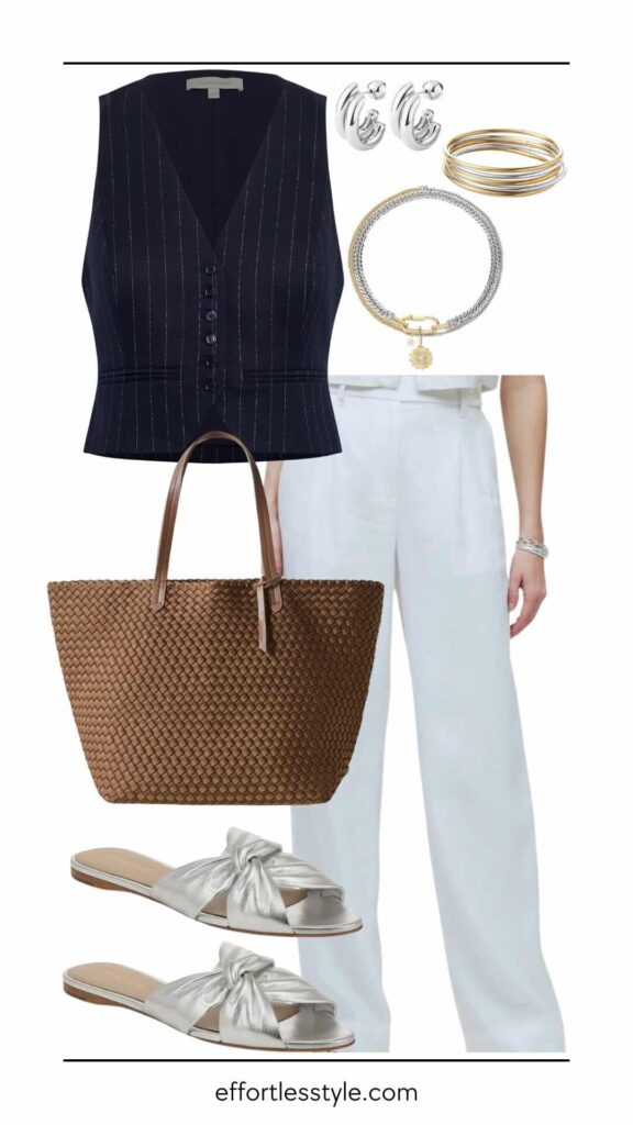 styling linen pants styling silver accessories nashville stylists share spring outfits nashville personal shoppers share summer style inspiration summer outfits spring outfits the best summer accessories styling mixed metal accessories how to style silver sandals