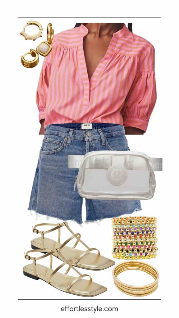 What To Wear To CMA Fest Popover Blouse & Denim Shorts what to wear to a summer concert style inspo for summer concerts what to wear to an outdoor concert this summer what to wear to a country music concert
