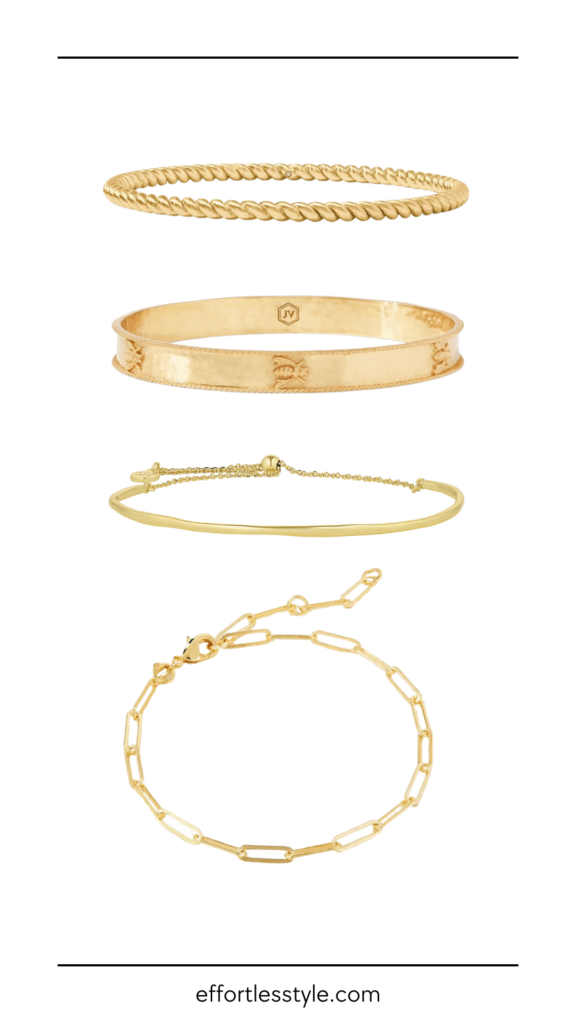 How To Create A Bracelet Stack For Summer Mixed Texture Gold Bracelet Stack how to stack your gold bracelets tips for stacking gold bracelets the best gold bracelets our favorite gold bracelets nashville personal shoppers share tips on stacking gold bracelets