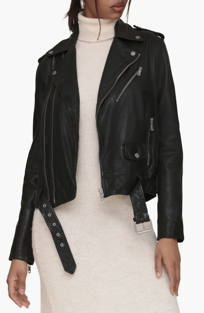 Leather Moto Jacket what to buy in the NSale must have pieces for winter what to buy for fall and winter classic closet staples splurgewothy jackets in the NSale what to splurge on in the NSale