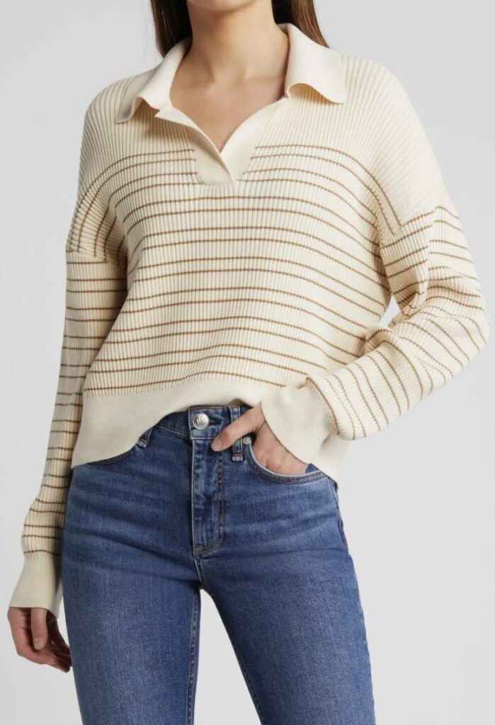 Striped Rib Polo Sweater the best sweaters in the NSale must have sweaters for fall what to buy for fall versatile pieces for fall versatile pieces in the nSale