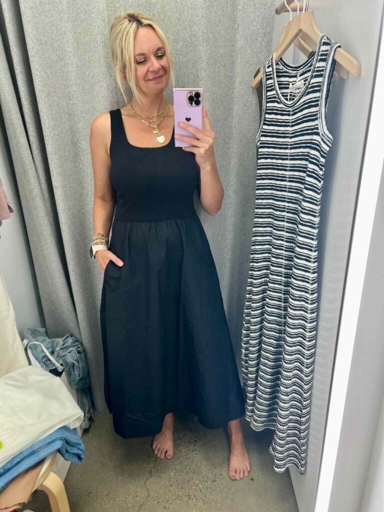 Summer Staples At Everlane Scoopneck Tank Midi Dress must have dresses for summer Nashville area stylists share the best summer dresses what to wear this summer summer style summer outfits Nashville personal shoppers share must have summer pieces the best midi dresses for summer