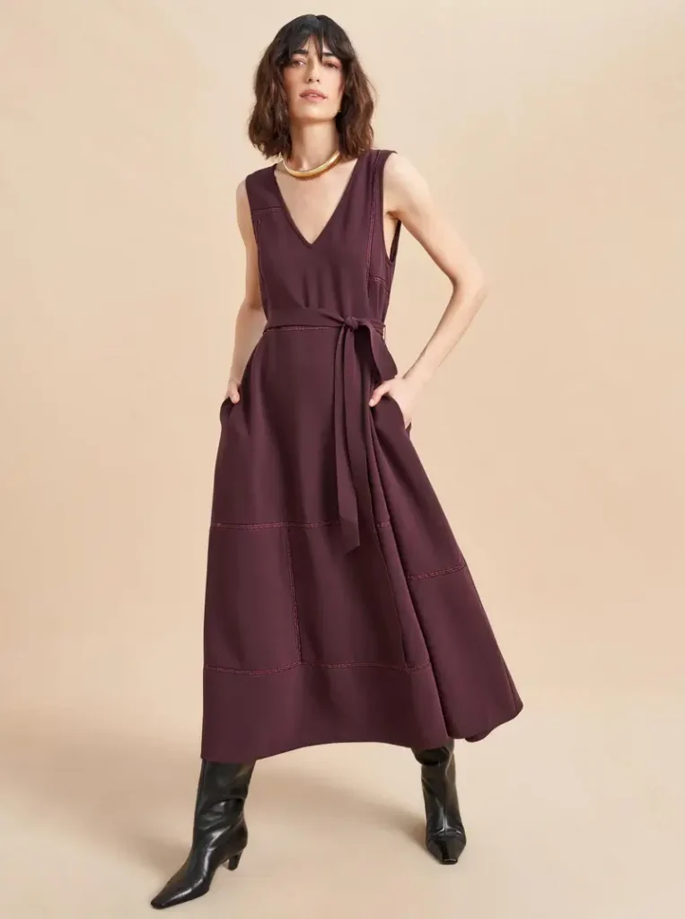 Belted Tank Midi Dress the best fall dresses Nashville stylists share fall trends Nashville personal shoppers share must have fall pieces the most popular fall colorways what to buy this fall versatile fall dress