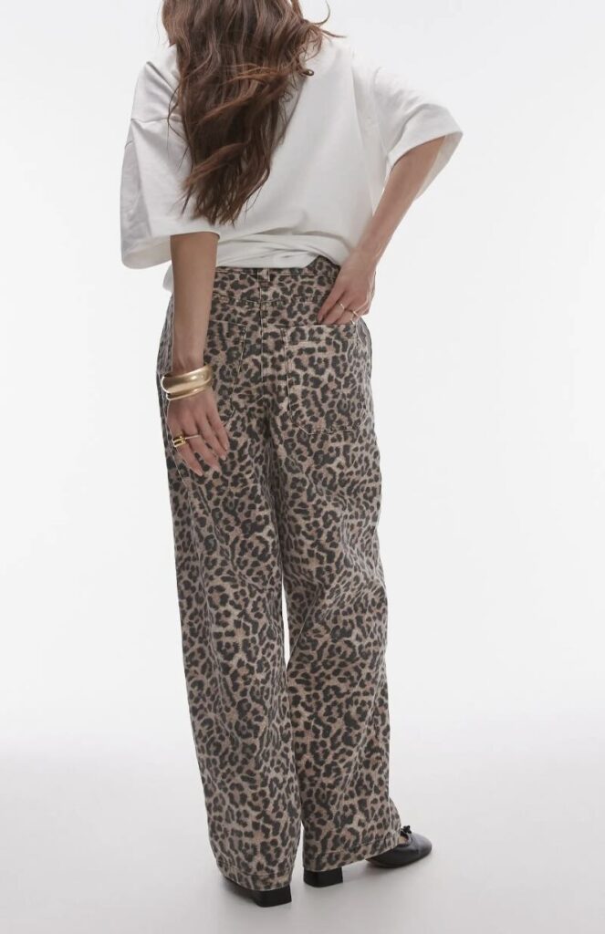 Animal Print Straight Leg Denim