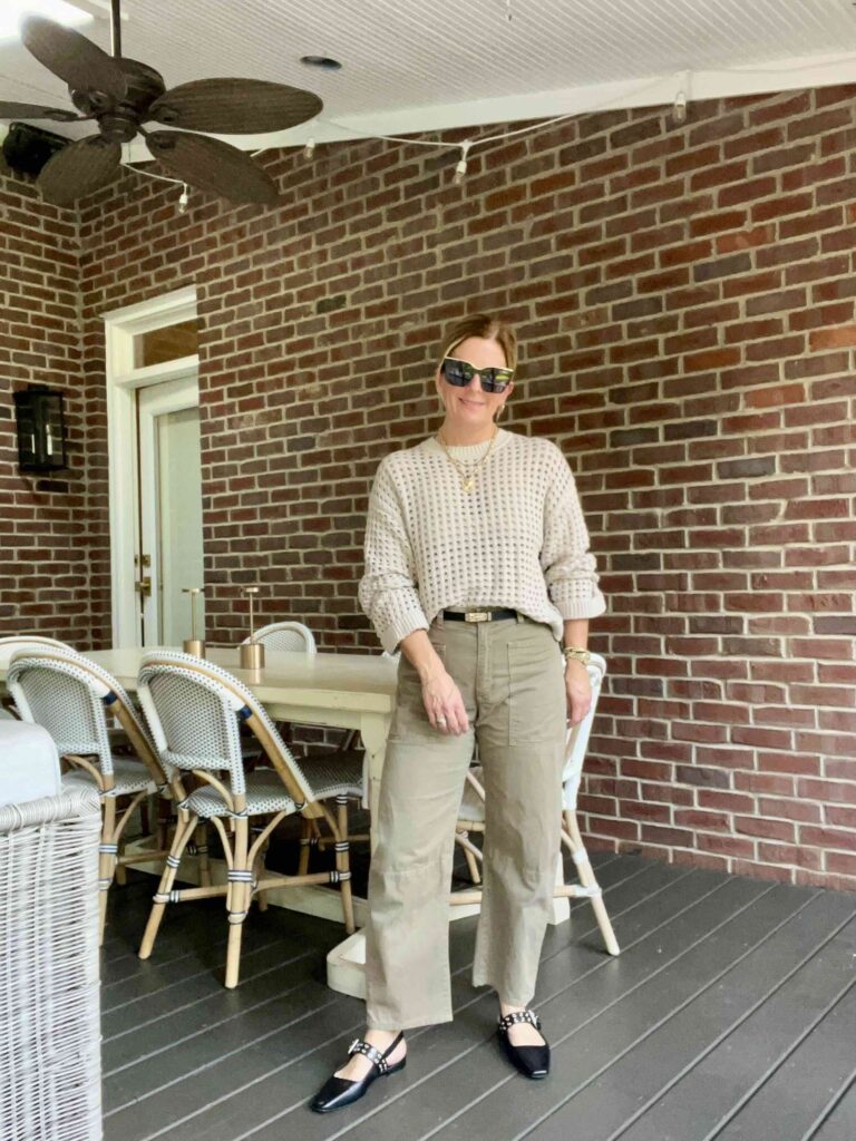 Open Stitch Sweater & Barrel Pant how to style barrel pants how to style an open stitch sweater fall fashion how to style flats Nashville personal stylists share the best shoes for fall fall style must have shoes for fall