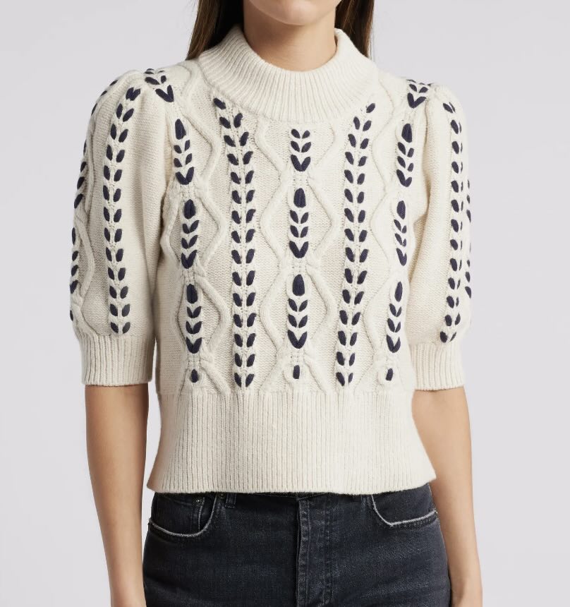 Style Picks ~ Katey's Favorite Things For Fall Printed Short Sleeve Cable Knit Sweater the best fall sweaters what to wear this fall splugeworthy sweaters for fall what to buy for fall