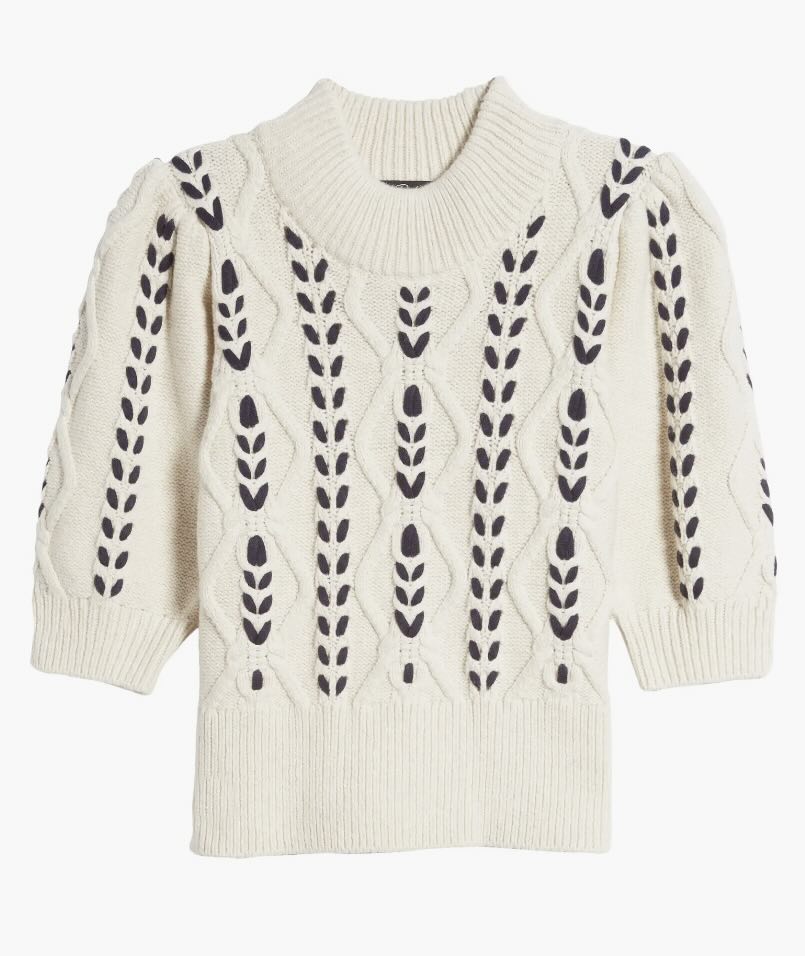 Printed Short Sleeve Cable Knit Sweater the best sweaters for fall what to wear this fall what to buy for fall Nashville personal shoppers share  must have fall pieces