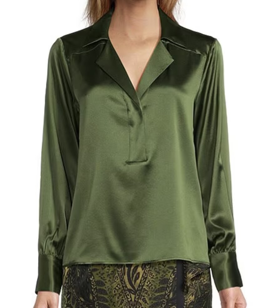 Style Picks ~ Katey's Favorite Things For Fall Silk Notch Collar Long Sleeve Blouse the best dressy blouse for fall Nashville personal stylists share must have clothes for fall fall workwear what to buy for fall