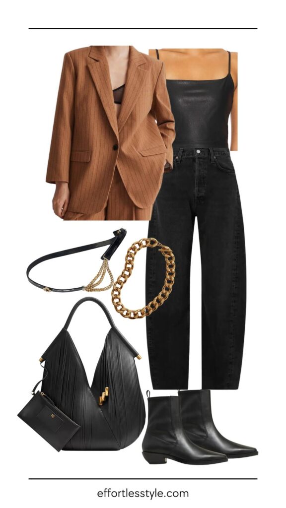 How To Wear A Camel Blazer Camel Blazer & Black Tapered Leg Jean how to wear a blazer with jeans how to style a blazer with leather how to wear tapered leg jeans how to wear ankle boots the best tote bag for winter the best fall accessories what to wear this fall