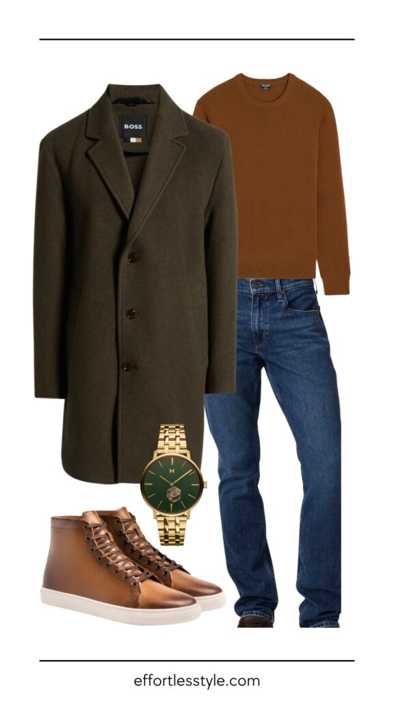 For The Guys: What To Wear To Holiday Parties Cashmere Crewneck Sweater & Dark Wash Jeans how to style a cashmere sweater how to style leather hightops how to wear hightop sneakers how to dress up sneakers chic holiday outfits for the guys how to dress up jeans mens holiday style Christmas style new years eve style