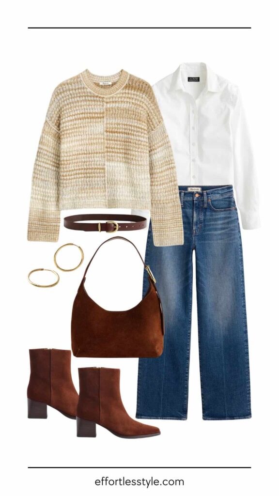 Space-Dyed Sweater & Wide Leg Jeans how to style a sweater and jeans how to style wide leg jeans how to style booties the best fall accessories the best winter accessories Nashville personal shoppers share thanksgiving style inspiration 